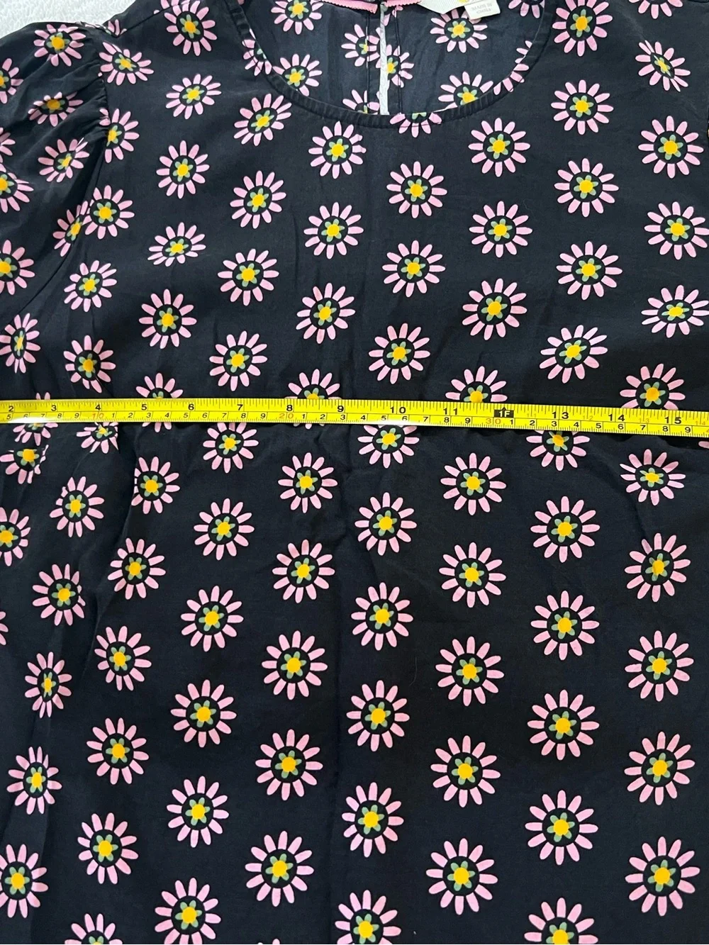 Boden Black Top with Pink and Yellow Daisy Print